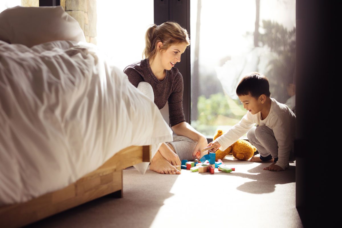 Family playing at home